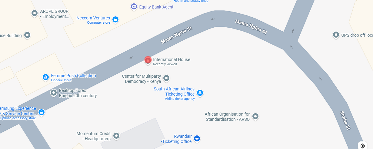 Map of Nairobi, Kenya showing Delta Africa office location